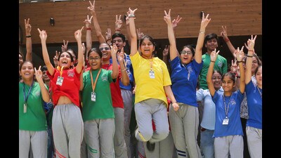 Students celebrate their success after the ICSE Board Class X and XII results were declared in Gurugram on Wednesday. (HT PHOTO) Students celebrate their success after the ICSE Board Class X and XII results were declared in Gurugram on Wednesday. (HT PHOTO)