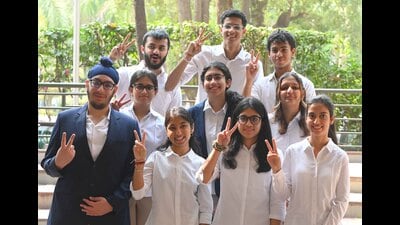Students of Strawberry Fields High School celebrating their success. (Keshav Singh/HT) Students of Strawberry Fields High School celebrating their success. (Keshav Singh/HT)