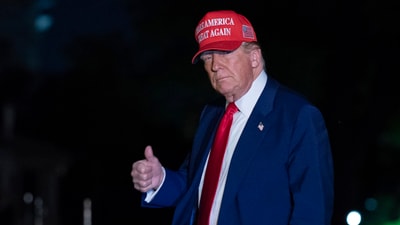 President Donald Trump gestures to reporters as he walks on the South Lawn of the White House in Washington, Tuesday, April 29, 2025. (AP) President Donald Trump gestures to reporters as he walks on the South Lawn of the White House in Washington, Tuesday, April 29, 2025. (AP)
