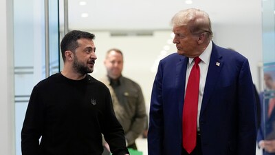 President Donald Trump meets with Ukraine's President Volodymyr Zelensky at Trump Tower. (AP) President Donald Trump meets with Ukraine's President Volodymyr Zelensky at Trump Tower. (AP)