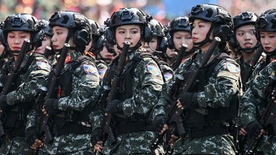 Members of the Vietnamese armed forces march during a parade marking the 50th anniversary of the fall of Saigon and the end of the Vietnam War in Ho Chi Minh City on April 30, 2025. Vietnam held its biggest celebration of the fall of Saigon on its 50th anniversary on April 30, including Chinese troops for the first time after Xi Jinping visited to portray Beijing as a more reliable partner than Washington. (Photo by NHAC NGUYEN / AFP) (AFP) Members of the Vietnamese armed forces march during a parade marking the 50th anniversary of the fall of Saigon and the end of the Vietnam War in Ho Chi Minh City on April 30, 2025. Vietnam held its biggest celebration of the fall of Saigon on its 50th anniversary on April 30, including Chinese troops for the first time after Xi Jinping visited to portray Beijing as a more reliable partner than Washington. (Photo by NHAC NGUYEN / AFP) (AFP)