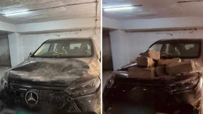 Photos of the damaged vehicles have been shared online by multiple Karnataka-based accounts. (X/karnatakaportf) Photos of the damaged vehicles have been shared online by multiple Karnataka-based accounts. (X/karnatakaportf)