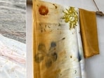 Sarees eco-printed with real flowers and plant-based dyes. 