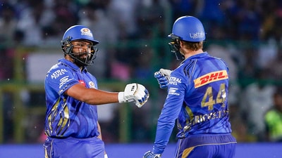 Rohit Sharma and Ryan Rickelton quietly continue to form one of the stronger opening partnerships of this IPL. ‘Ro-Rick’ put on 116 runs in Jaipur, MI's best opening partnership of the season thus far. (ANI) Rohit Sharma and Ryan Rickelton quietly continue to form one of the stronger opening partnerships of this IPL. ‘Ro-Rick’ put on 116 runs in Jaipur, MI's best opening partnership of the season thus far. (ANI)