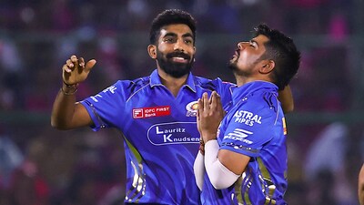 Karn Sharma struck thrice in his spell after coming on as an impact sub, continuing to be an important figure as MI's lead spinner in the injury absence of Mitchell Santner. (PTI) Karn Sharma struck thrice in his spell after coming on as an impact sub, continuing to be an important figure as MI's lead spinner in the injury absence of Mitchell Santner. (PTI)