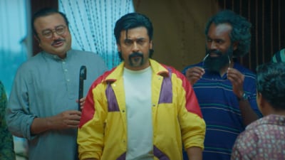 Retro Twitter reviews: Suriya in a still from the film. Retro Twitter reviews: Suriya in a still from the film.