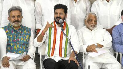 Telangana chief minister A Revanth Reddy addresses a press conference, in Hyderabad, on Thursday (PTI) Telangana chief minister A Revanth Reddy addresses a press conference, in Hyderabad, on Thursday (PTI)