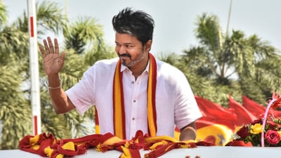 File photo of Tamilaga Vettri Kazhagam (TVK) chief and actor Vijay after TVK's second anniversary celebration function, in Mamallapuram, Tamil Nadu. (PTI) File photo of Tamilaga Vettri Kazhagam (TVK) chief and actor Vijay after TVK's second anniversary celebration function, in Mamallapuram, Tamil Nadu. (PTI)