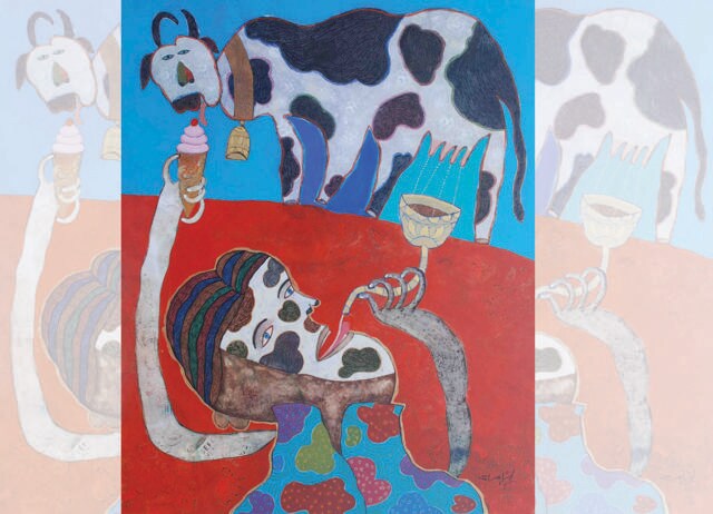 Parvez’s work resembles the uninhibited scribbles of a child. Parvez’s work resembles the uninhibited scribbles of a child.