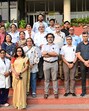 Around 30 faculty members, wearing black badges, gathered outside the administrative block to mark the first day of their protest. (Ravi Kumar/HT) Around 30 faculty members, wearing black badges, gathered outside the administrative block to mark the first day of their protest. (Ravi Kumar/HT)