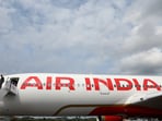 Branding for Air India is seen on an Airbus A350-900 at the Farnborough International Airshow, in Farnborough, Britain, July 24, 2024. 