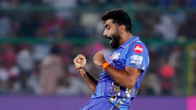 Mumbai Indians' Jasprit Bumrah celebrates the dismissal of Rajasthan Royals' captain Riyan Parag (Surjeet ) Mumbai Indians' Jasprit Bumrah celebrates the dismissal of Rajasthan Royals' captain Riyan Parag (Surjeet )