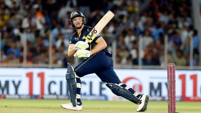 Buttler scored64 in 37 balls. He fell in the 19th over as GT lost a flurry of late wickets. However, it mattered little as they posted a daunting target of 225 for SRH to chase. (ANI) Buttler scored64 in 37 balls. He fell in the 19th over as GT lost a flurry of late wickets. However, it mattered little as they posted a daunting target of 225 for SRH to chase. (ANI)