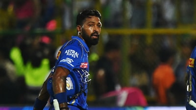 Hardik Pandya during the match against RR (REUTERS)