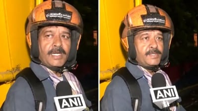A man said he got stuck in traffic while travelling to his office in Laxmi Nagar amid Delhi rains. (X/@ANI) A man said he got stuck in traffic while travelling to his office in Laxmi Nagar amid Delhi rains. (X/@ANI)