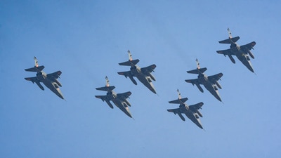 IAF's Jaguar, which is a precision strike aircraft used in ground attack and anti-ship missions will be the among the first aircrafts to touch down on the Ganga expressway airstrip. (File/PTI) IAF's Jaguar, which is a precision strike aircraft used in ground attack and anti-ship missions will be the among the first aircrafts to touch down on the Ganga expressway airstrip. (File/PTI)
