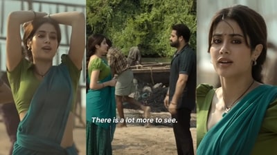 Janhvi Kapoor and Jr NTR in Devara Janhvi Kapoor and Jr NTR in Devara