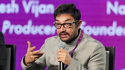 Mumbai: Bollywood actor Aamir Khan speaks at a session ‘Studios of the Future: Putting India on World Studio Map’ at the World Audio Visual and Entertainment Summit (WAVES) 2025, in Mumbai, Friday, May 2, 2025. (PTI Photo/Shashank Parade) (PTI05_02_2025_RPT091A) (PTI) Mumbai: Bollywood actor Aamir Khan speaks at a session ‘Studios of the Future: Putting India on World Studio Map’ at the World Audio Visual and Entertainment Summit (WAVES) 2025, in Mumbai, Friday, May 2, 2025. (PTI Photo/Shashank Parade) (PTI05_02_2025_RPT091A) (PTI)