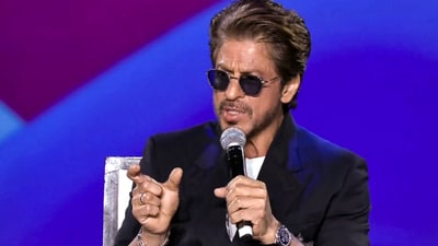 Bollywood actor Shah Rukh Khan speaks during a session titled The Journey: From Outsider to Ruler at the World Audio Visual and Entertainment Summit (WAVES) 2025, in Mumbai, Thursday, May 1, 2025. (PTI Photo) (PTI) Bollywood actor Shah Rukh Khan speaks during a session titled The Journey: From Outsider to Ruler at the World Audio Visual and Entertainment Summit (WAVES) 2025, in Mumbai, Thursday, May 1, 2025. (PTI Photo) (PTI)