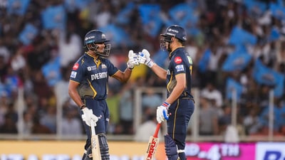 Shubman Gill and Sai Sudharsan put up an 87-run opening stand in 41 balls. (PTI) Shubman Gill and Sai Sudharsan put up an 87-run opening stand in 41 balls. (PTI)
