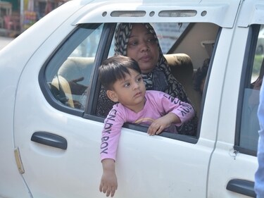 Indian passport holder Nabiza Raaz, with children having Pakistani nationality, at Attari Integrated Check Post (ICP) waits to go to Pakistan, requesting the BSF officials to allow them to go ahead to cross the border at the Attari-Wagah border check post. The BSF officials not allowing them to go ahead after India shut the Attari-Wagah border, Amritsar, India. On Friday, May 2, 2025. (Sameer Sehgal/Hindustan Times) Indian passport holder Nabiza Raaz, with children having Pakistani nationality, at Attari Integrated Check Post (ICP) waits to go to Pakistan, requesting the BSF officials to allow them to go ahead to cross the border at the Attari-Wagah border check post. The BSF officials not allowing them to go ahead after India shut the Attari-Wagah border, Amritsar, India. On Friday, May 2, 2025. (Sameer Sehgal/Hindustan Times)