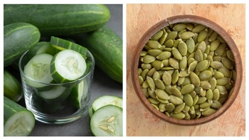 Cucumber slices and pumpkin seeds are a great crunchy snack pair. (Freepik) Cucumber slices and pumpkin seeds are a great crunchy snack pair. (Freepik)
