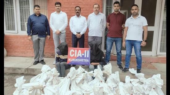 Accused in police custody on Friday. (HT Photo)