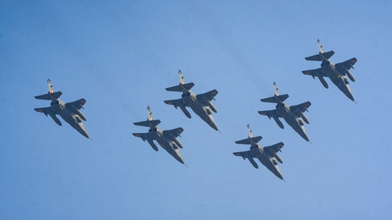 IAF's Jaguar, which is a precision strike aircraft used in ground attack and anti-ship missions will be the among the first aircrafts to touch down on the Ganga expressway airstrip. (File/PTI)