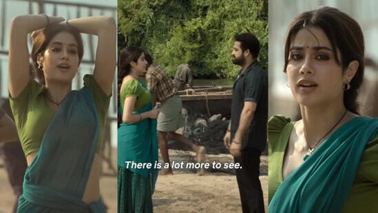 Janhvi Kapoor and Jr NTR in Devara