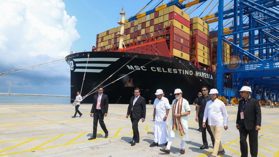 The money that used to flow outside will now bring new economic opportunities for the people of Vizhinjam and Keral, PM Modi said after reviewing the operations at the port. (PMO) The money that used to flow outside will now bring new economic opportunities for the people of Vizhinjam and Keral, PM Modi said after reviewing the operations at the port. (PMO)