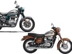 Both motorcycles use a 350 cc engine but the Jawa uses liquid cooling and Royal Enfield uses air-oil cooling.