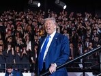 US President Donald Trump gestures after delivering commencement remarks at the University of Alabama in Tuscaloosa, Alabama, on May 1, 2025. 