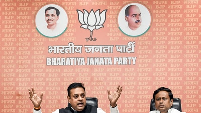 Bharatiya Janata Party (BJP) national spokesperson Sambit Patra with MoS and Bengal party President Sukanta Majumdar addresses a press conference at Party Headquarter in New Delhi on Friday. (ANI) Bharatiya Janata Party (BJP) national spokesperson Sambit Patra with MoS and Bengal party President Sukanta Majumdar addresses a press conference at Party Headquarter in New Delhi on Friday. (ANI)