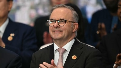 Australia's Prime Minister Anthony Albanese during a group photo at the G20 Leaders' Meeting in Rio de Janeiro, Brazil, on November 19, 2024. (AFP) Australia's Prime Minister Anthony Albanese during a group photo at the G20 Leaders' Meeting in Rio de Janeiro, Brazil, on November 19, 2024. (AFP)