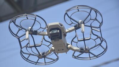 Ghaziabad, India - November 28: A Drone deployed by officials of Khoda Nagar Palika to monitor social distancing protocols in Ghaziabad, India, on Saturday, November 28, 2020. (Photo by Sakib Ali /Hindustan Times) Ghaziabad, India - November 28: A Drone deployed by officials of Khoda Nagar Palika to monitor social distancing protocols in Ghaziabad, India, on Saturday, November 28, 2020. (Photo by Sakib Ali /Hindustan Times)