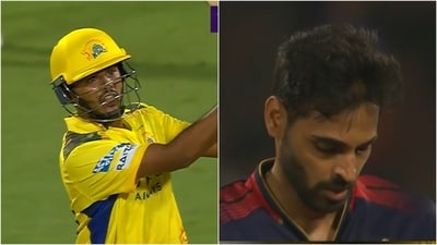 Bhuvneshwar Kumar was smashed for 26 runs in an over by Ayush Mhatre (X) Bhuvneshwar Kumar was smashed for 26 runs in an over by Ayush Mhatre (X)