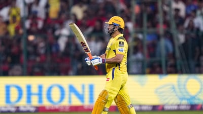 IPL 2025, RCB vs CSK: MS Dhoni took the blame as Chennai Super Kings suffered a heartbreaking loss against RCB. (PTI) IPL 2025, RCB vs CSK: MS Dhoni took the blame as Chennai Super Kings suffered a heartbreaking loss against RCB. (PTI)