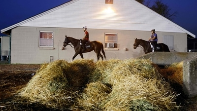 With rain expected, bettors should consider horses experienced on wet tracks. Notable contenders include Neoequos, Final Gambit, American Promise, Flying Mohawk, Publisher, and Coal Battle, each with varying track records.
Michael Reaves/Getty Images/AFP (Photo by Michael Reaves / GETTY IMAGES NORTH AMERICA / Getty Images via AFP) (Getty Images via AFP) With rain expected, bettors should consider horses experienced on wet tracks. Notable contenders include Neoequos, Final Gambit, American Promise, Flying Mohawk, Publisher, and Coal Battle, each with varying track records.
Michael Reaves/Getty Images/AFP (Photo by Michael Reaves / GETTY IMAGES NORTH AMERICA / Getty Images via AFP) (Getty Images via AFP)