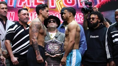 Ryan Garcia (L) and Rolando "Rolly" Romero face off. (Getty Images via AFP) Ryan Garcia (L) and Rolando "Rolly" Romero face off. (Getty Images via AFP)