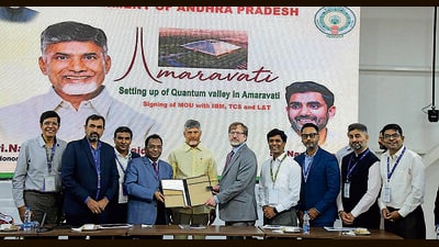 The state government signed MoUs with IBM, TCS and L&T at an event held at chief minister N Chandrababu Naidu’s residence in Amaravati on Friday. (HT Photo) The state government signed MoUs with IBM, TCS and L&T at an event held at chief minister N Chandrababu Naidu’s residence in Amaravati on Friday. (HT Photo)