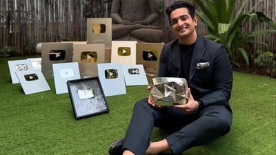 On Instagram, Ranveer Allahbadia shared a video unveiling his YouTube Diamond Play Button. (Instagram/beerbiceps) On Instagram, Ranveer Allahbadia shared a video unveiling his YouTube Diamond Play Button. (Instagram/beerbiceps)