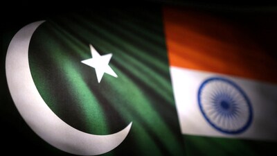 Indian and Pakistani flags are seen in this illustration taken April 25, 2025. (Reuters)
