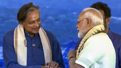Prime Minister Narendra Modi and Congress MP Shashi Tharoor during the inauguration of the Vizhinjam International Seaport, in Thiruvananthapuram. (PMO/PTI) Prime Minister Narendra Modi and Congress MP Shashi Tharoor during the inauguration of the Vizhinjam International Seaport, in Thiruvananthapuram. (PMO/PTI)