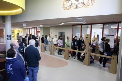 Voters wait to cast their ballots in Australia's general election at a polling station in Melbourne on May 3, 2025. (AFP) Voters wait to cast their ballots in Australia's general election at a polling station in Melbourne on May 3, 2025. (AFP)
