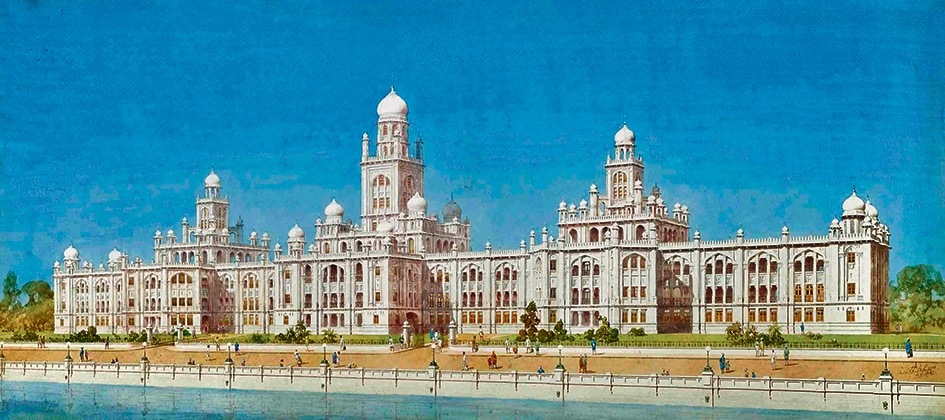A sketch of Osmania General Hospital in Hyderabad, built along the banks of the Musi river in 1925. (Christie’s) A sketch of Osmania General Hospital in Hyderabad, built along the banks of the Musi river in 1925. (Christie’s)