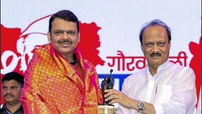 Ajit Pawar once again publicly lamented that he has still not been able to ascend the chief minister’s chair (PIC FOR REPRESENTATION In this image released by @AjitPawarSpeaks via X on May 3, 2025, Maharashtra Chief Minister Devendra Fadnavis with Deputy CM Ajit Pawar during Glorious Maharashtra Festival 2025, in Mumbai.) (@AjitPawarSpeaks) Ajit Pawar once again publicly lamented that he has still not been able to ascend the chief minister’s chair (PIC FOR REPRESENTATION In this image released by @AjitPawarSpeaks via X on May 3, 2025, Maharashtra Chief Minister Devendra Fadnavis with Deputy CM Ajit Pawar during Glorious Maharashtra Festival 2025, in Mumbai.) (@AjitPawarSpeaks)
