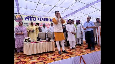 Cabinet minister Aman Arora during an event in Longowal, Sangrur on Sunday. (HT Photo) Cabinet minister Aman Arora during an event in Longowal, Sangrur on Sunday. (HT Photo)