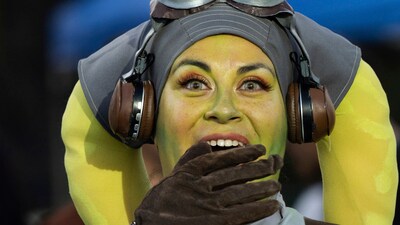 A Star Wars fan in a Hera Syndulla costume visits the "Expo Yoda" exhibition in Santiago, Chile, on May 3, 2025, ahead of Star Wars Day. (AP Photo/Matias Basualdo) (AP) A Star Wars fan in a Hera Syndulla costume visits the "Expo Yoda" exhibition in Santiago, Chile, on May 3, 2025, ahead of Star Wars Day. (AP Photo/Matias Basualdo) (AP)