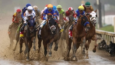 Citizen Bull #1, ridden by jockey Martin Garcia leads the field during the 151st running of the Kentucky Derby. (AFP) Citizen Bull #1, ridden by jockey Martin Garcia leads the field during the 151st running of the Kentucky Derby. (AFP)