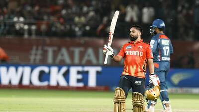 Punjab Kings' batter Prabhsimran Singh scored 91 off 48 against Lucknow Super Giants at Dharamsala. (PTI) Punjab Kings' batter Prabhsimran Singh scored 91 off 48 against Lucknow Super Giants at Dharamsala. (PTI)